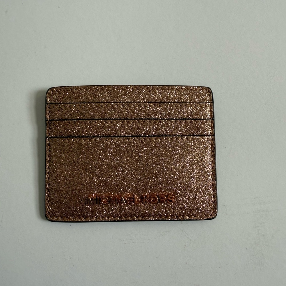 Michael Kors Glitter Card Case in Rose Gold
